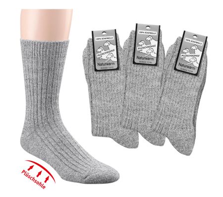 6550 | Wolle Gesundheitssocken ohne Gummidruck mit Polstersohle 100% Wolle
