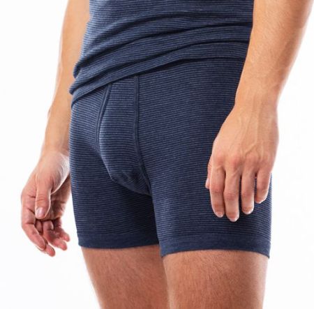 145-320 | Schöller Feinripp Herren Unterhose kurz blau-melange