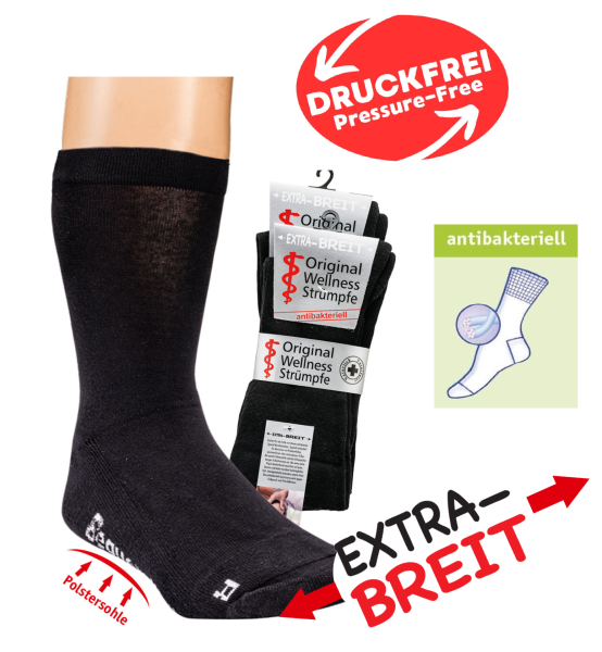 2161 | "Extra-Breit" Antibakterielle Wellnesssocken mit Polstersohle