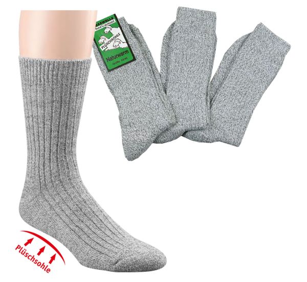 6549 | Wellness-Socken mit Wolle & Plüschsohle * 3er-Bündel